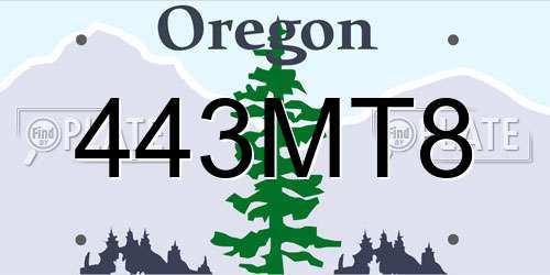 443MT8 Oregon License Plate