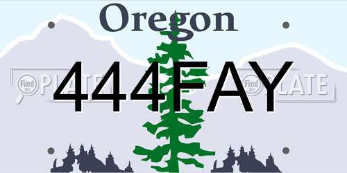 444FAY Oregon License Plate