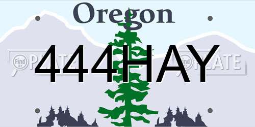 444HAY Oregon License Plate