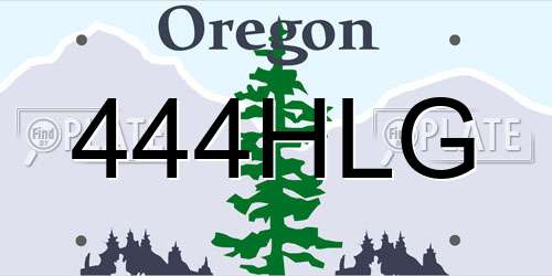 444HLG Oregon License Plate