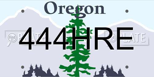 444HRE Oregon License Plate