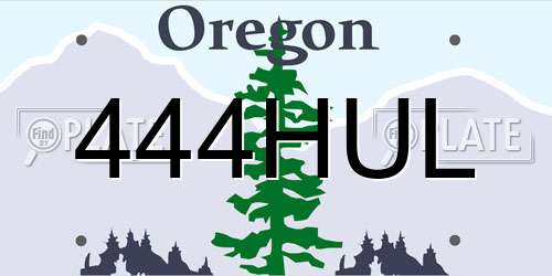 444HUL Oregon License Plate