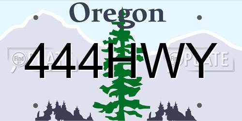 444HWY Oregon License Plate