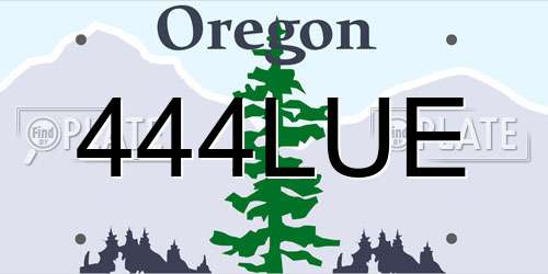 444LUE Oregon License Plate