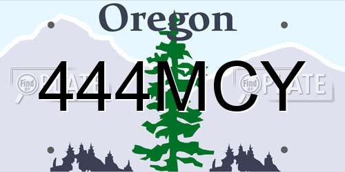 444MCY Oregon License Plate