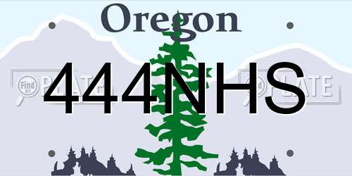 444NHS Oregon License Plate