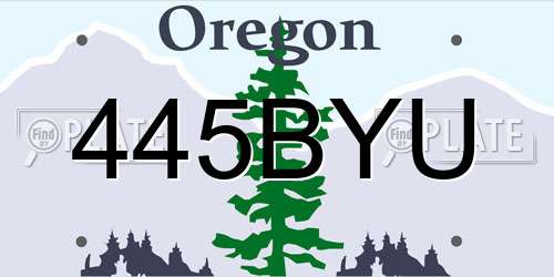 445BYU Oregon License Plate