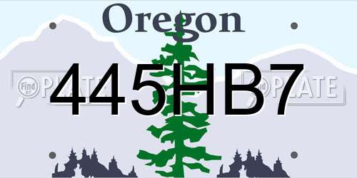 445HB7 Oregon License Plate