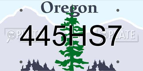 445HS7 Oregon License Plate