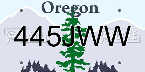 445JWW Oregon License Plate