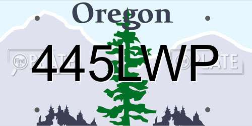 445LWP Oregon License Plate