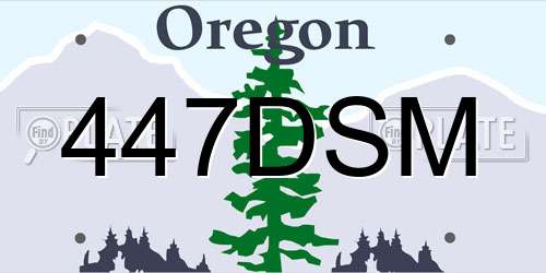 447DSM Oregon License Plate