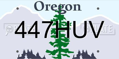 447HUV Oregon License Plate
