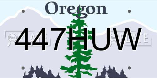447HUW Oregon License Plate