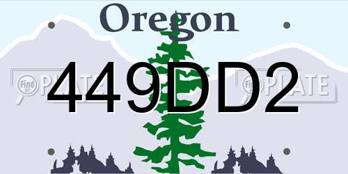 449DD2 Oregon License Plate