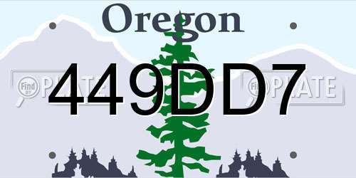 449DD7 Oregon License Plate