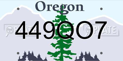 449QO7 Oregon License Plate
