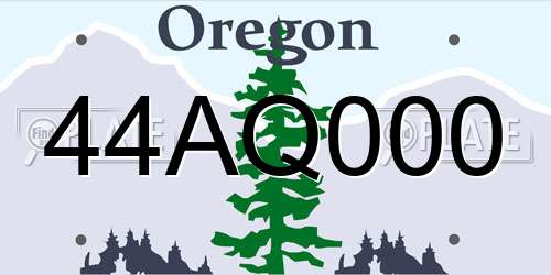 44AQ000 Oregon License Plate