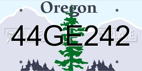 44GE242 Oregon License Plate