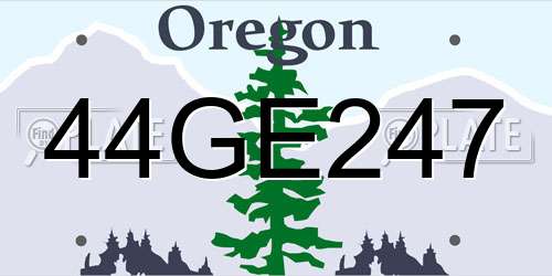44GE247 Oregon License Plate