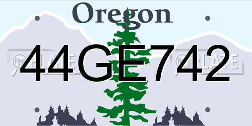 44GE742 Oregon License Plate