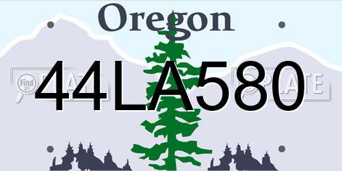 44LA580 Oregon License Plate