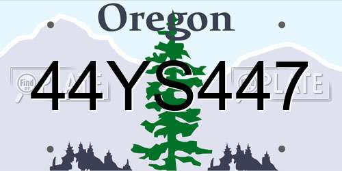44YS447 Oregon License Plate