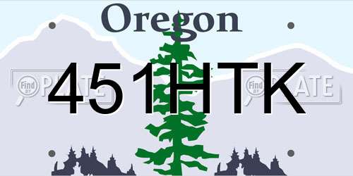 451HTK Oregon License Plate