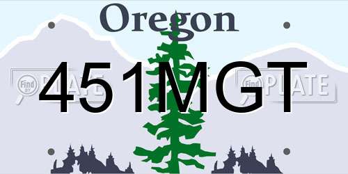 451MGT Oregon License Plate