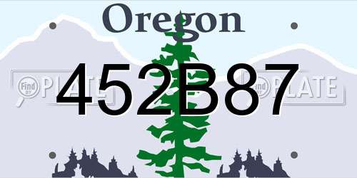 452B87 Oregon License Plate