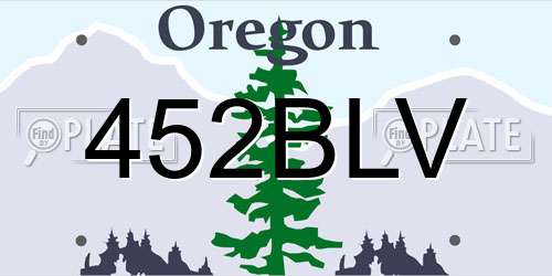 452BLV Oregon License Plate