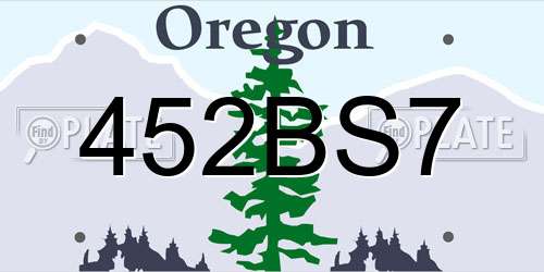 452BS7 Oregon License Plate