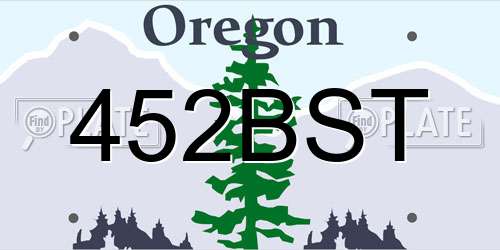 452BST Oregon License Plate