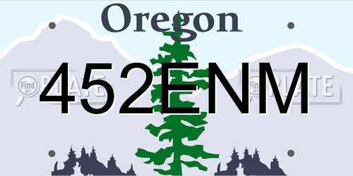 452ENM Oregon License Plate