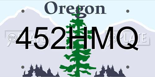452HMQ Oregon License Plate