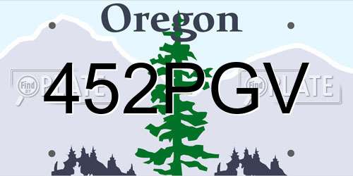 452PGV Oregon License Plate