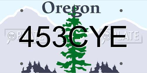 453CYE Oregon License Plate