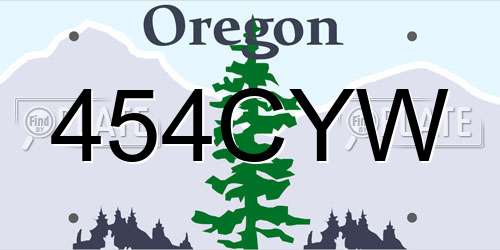 454CYW Oregon License Plate