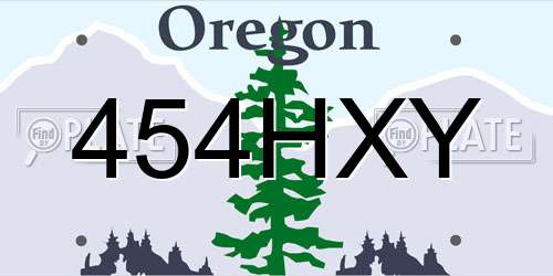 454HXY Oregon License Plate