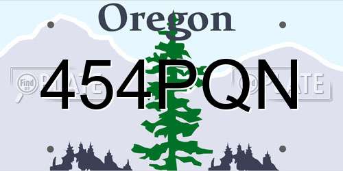 454PQN Oregon License Plate