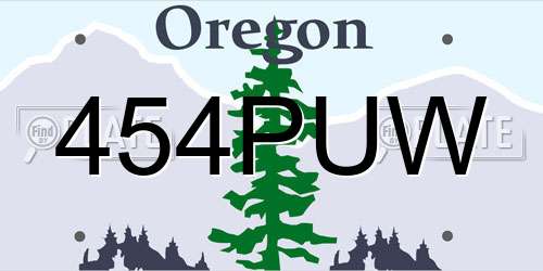 454PUW Oregon License Plate
