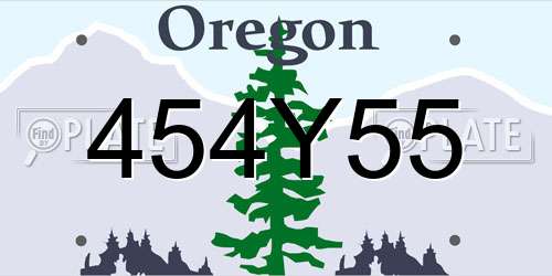 454Y55 Oregon License Plate