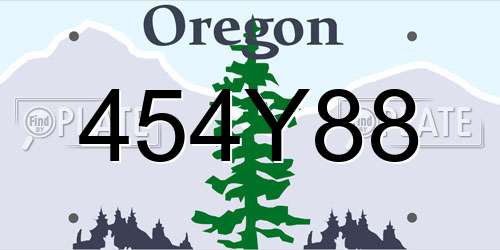 454Y88 Oregon License Plate