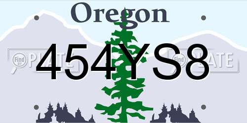 454YS8 Oregon License Plate