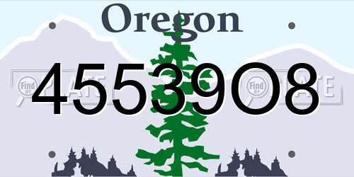 45539O8 Oregon License Plate