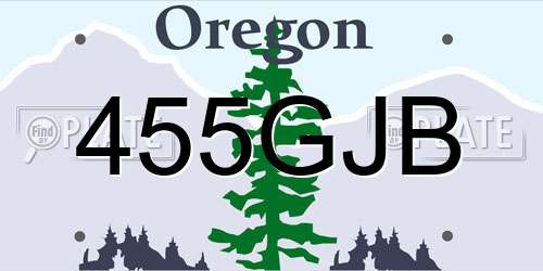 455GJB Oregon License Plate