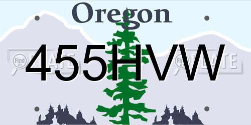 455HVW Oregon License Plate