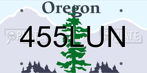 455LUN Oregon License Plate
