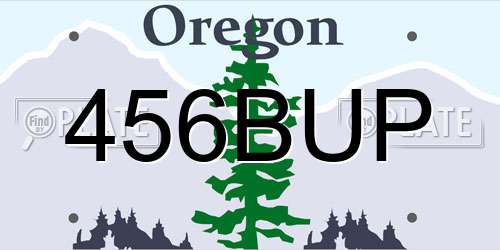 456BUP Oregon License Plate