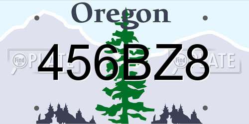 456BZ8 Oregon License Plate